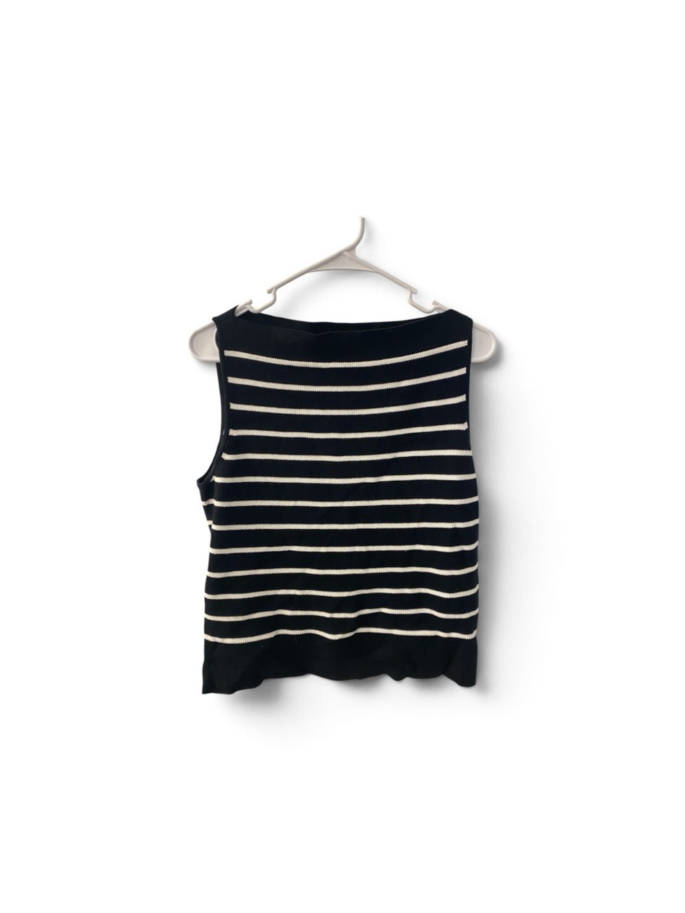 Banana Republic Black & White Striped Sleeveless Sweater Top